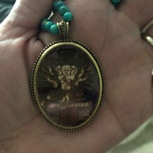 Lucky Brand beaded Buddha Necklace